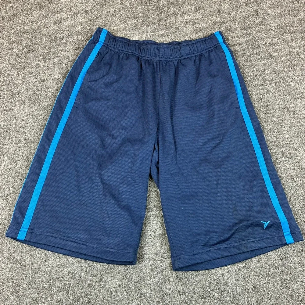 Old Navy Active Boys Navy Blue Mesh Athletic Shorts Side Stripe XL 14-16 Regular